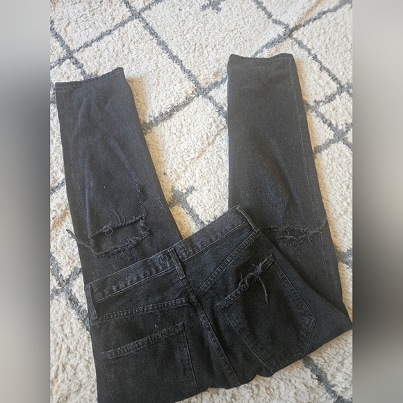 AGOLDE high-rise straight leg button fly distressed denim size 24 - Picture 4 of 7